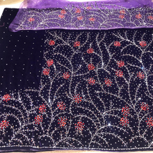 Load image into Gallery viewer, Rich Purple Crystal Stone Beaded Designer Velvet Fabric Nigerian George Wrapper Set - VG086
