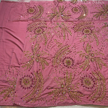 Load image into Gallery viewer, Sober Sky Blue Crystal Stone Beaded Designer Velvet Fabric George Wrapper Set - VG087