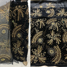 Load image into Gallery viewer, Sober Sky Blue Crystal Stone Beaded Designer Velvet Fabric George Wrapper Set - VG087