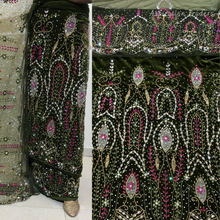 Load image into Gallery viewer, Beautiful Pink Heavy Stone Beaded Designer Velvet Fabric George Set - VG089