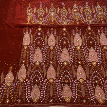 Load image into Gallery viewer, Burnt Orange Heavy Stone Beaded Designer Velvet Fabric George Set - VG090