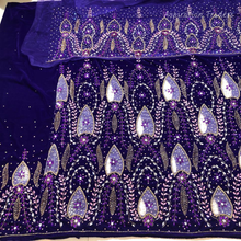 Load image into Gallery viewer, Burnt Orange Heavy Stone Beaded Designer Velvet Fabric George Set - VG090