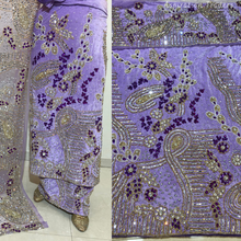 Load image into Gallery viewer, Beautiful Lilac Crystal Stone Beaded Designer Velvet Fabric George Set - VG096