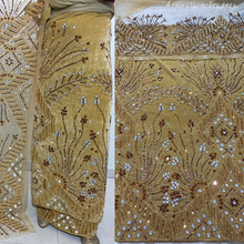 Load image into Gallery viewer, Gold crystal stone Beaded Designer Velvet Fabric George Set - VG097