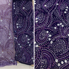 Load image into Gallery viewer, Fushia Pink velvet base with beautiful color Heavy crystal stone Beaded Designer Velvet Fabric George Set - VG108