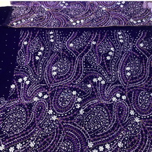 Load image into Gallery viewer, Fushia Pink velvet base with beautiful color Heavy crystal stone Beaded Designer Velvet Fabric George Set - VG108