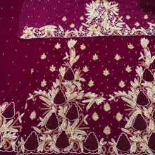 Load image into Gallery viewer, Dark Royal Pink velvet base with beautiful color beads stone Beaded Designer Velvet Fabric George Set - VG110