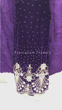 Load and play video in Gallery viewer, Dark Magenta Velvet with Hand beaded Gold work George Wrapper Set- VG059