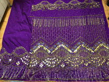 Load image into Gallery viewer, Trending Latest Designer with Beautiful FRINGES work Net Lace Nigerian George Wrapper Set - NLDG131