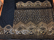 Load image into Gallery viewer, Trending Latest Designer with Beautiful FRINGES work Net Lace Nigerian George Wrapper Set - NLDG131