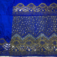 Load image into Gallery viewer, Trending Latest Designer with Beautiful FRINGES work Net Lace Nigerian George Wrapper Set - NLDG131