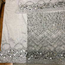 Load image into Gallery viewer, Trending Latest Designer with Beautiful FRINGES work Net Lace Nigerian George Wrapper Set - NLDG131