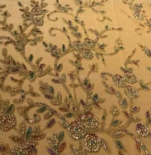 Load image into Gallery viewer, Hand Beaded Stone Beads work Applique Pick for your wedding dress - AP008