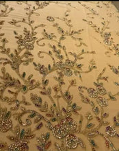 Load image into Gallery viewer, Hand Beaded Stone Beads work Applique Pick for your wedding dress - AP008