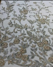 Load image into Gallery viewer, Hand Beaded Stone Beads work Applique Pick for your wedding dress - AP008