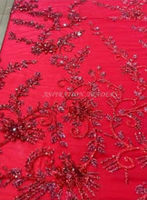Load image into Gallery viewer, Red Color Gorgeous Luxury ALL over Work NET Lace Applique - AP010