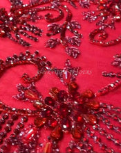 Load image into Gallery viewer, Red Color Gorgeous Luxury ALL over Work NET Lace Applique - AP010