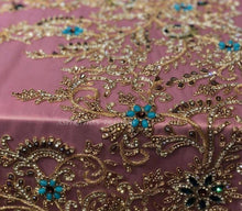 Load image into Gallery viewer, Onion Pink color High Grade Quality stunning NET lace Applique with Glass stones - AP015