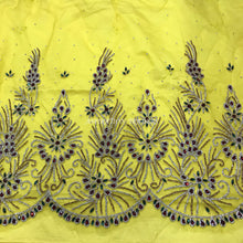 Load image into Gallery viewer, Stunning Golden Silver Green Red EXCLUSIVE Glass Stone work lace fabric applique - AP014