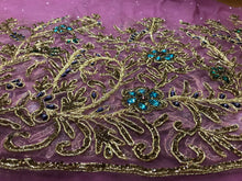 Load image into Gallery viewer, Onion Pink color High Grade Quality stunning NET lace Applique with Glass stones - AP015