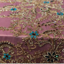 Load image into Gallery viewer, Onion Pink color High Grade Quality stunning NET lace Applique with Glass stones - AP015
