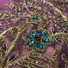 Load image into Gallery viewer, Onion Pink color High Grade Quality stunning NET lace Applique with Glass stones - AP015