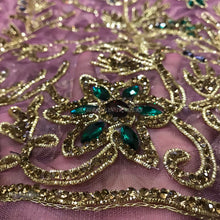 Load image into Gallery viewer, Onion Pink color High Grade Quality stunning NET lace Applique with Glass stones - AP015