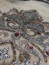 Load image into Gallery viewer, Exclusive Heavy Glass crystal Stone Sequence Beads beaded NET Lace Applique Design - AP027