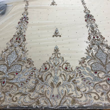 Load image into Gallery viewer, Exclusive Heavy Glass crystal Stone Sequence Beads beaded NET Lace Applique Design - AP027