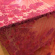 Load image into Gallery viewer, RED color Wtih All red Beads work Designer african net lace Applique Design - AP030