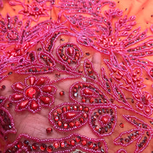 Load image into Gallery viewer, RED color Wtih All red Beads work Designer african net lace Applique Design - AP030