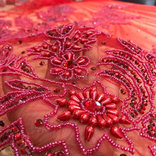 Load image into Gallery viewer, RED color Wtih All red Beads work Designer african net lace Applique Design - AP030