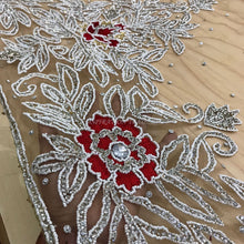 Load image into Gallery viewer, Beautiful All Silver Crystal Stone Solid Beads Heavily Beaded Border Applique - AP033