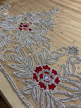 Load image into Gallery viewer, Beautiful All Silver Crystal Stone Solid Beads Heavily Beaded Border Applique - AP033