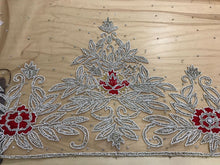 Load image into Gallery viewer, Beautiful All Silver Crystal Stone Solid Beads Heavily Beaded Border Applique - AP033