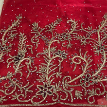 Load image into Gallery viewer, Beautiful RED Designer african net lace Crystal Stone work Applique Design - AP034