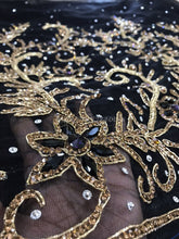 Load image into Gallery viewer, Beautiful RED Designer african net lace Crystal Stone work Applique Design - AP034