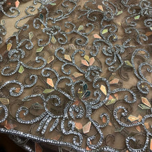 Load image into Gallery viewer, Gold Color Big design Silver Crystal Stone Beaded Applique Design - AP035