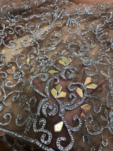 Load image into Gallery viewer, Gold Color Big design Silver Crystal Stone Beaded Applique Design - AP035