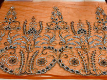 Load image into Gallery viewer, Exclusive orange color heavy beaded hand made crystal stone applique design - AP036