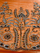 Load image into Gallery viewer, Exclusive orange color heavy beaded hand made crystal stone applique design - AP036