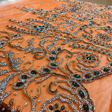 Load image into Gallery viewer, Exclusive orange color heavy beaded hand made crystal stone applique design - AP036