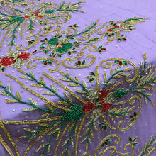 Load image into Gallery viewer, Sweet LILAC color New designer Applique Design On French Net lace fabric - AP045