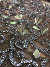 Load image into Gallery viewer, Gold Color Big design Silver Crystal Stone Beaded Applique Design - AP035