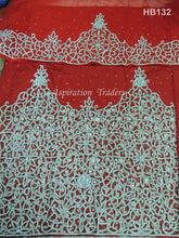 Load image into Gallery viewer, Heavy Beaded Stone Silk Indian George Fabric With Netlace Blouse- HB132