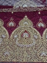 Load image into Gallery viewer, Royal Blue Heavy Beaded African Wedding George With Designer cutwork - HB137