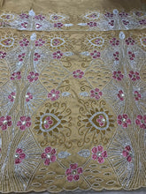 Load image into Gallery viewer, Champagne Gold Color African Heavy VIP George Wrapper Set with SIDE FRINGES - HB161