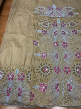 Load image into Gallery viewer, Champagne Gold Color African Heavy VIP George Wrapper Set with SIDE FRINGES - HB161