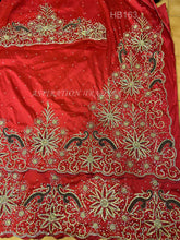 Load image into Gallery viewer, RED Color Heavy beaded George Wrapper with sequins George wrapper with blouse - HB163
