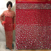 Load image into Gallery viewer, Mirror Work Party Wear African/ Nigerian VIP George Wrappers with net blouse - HB166